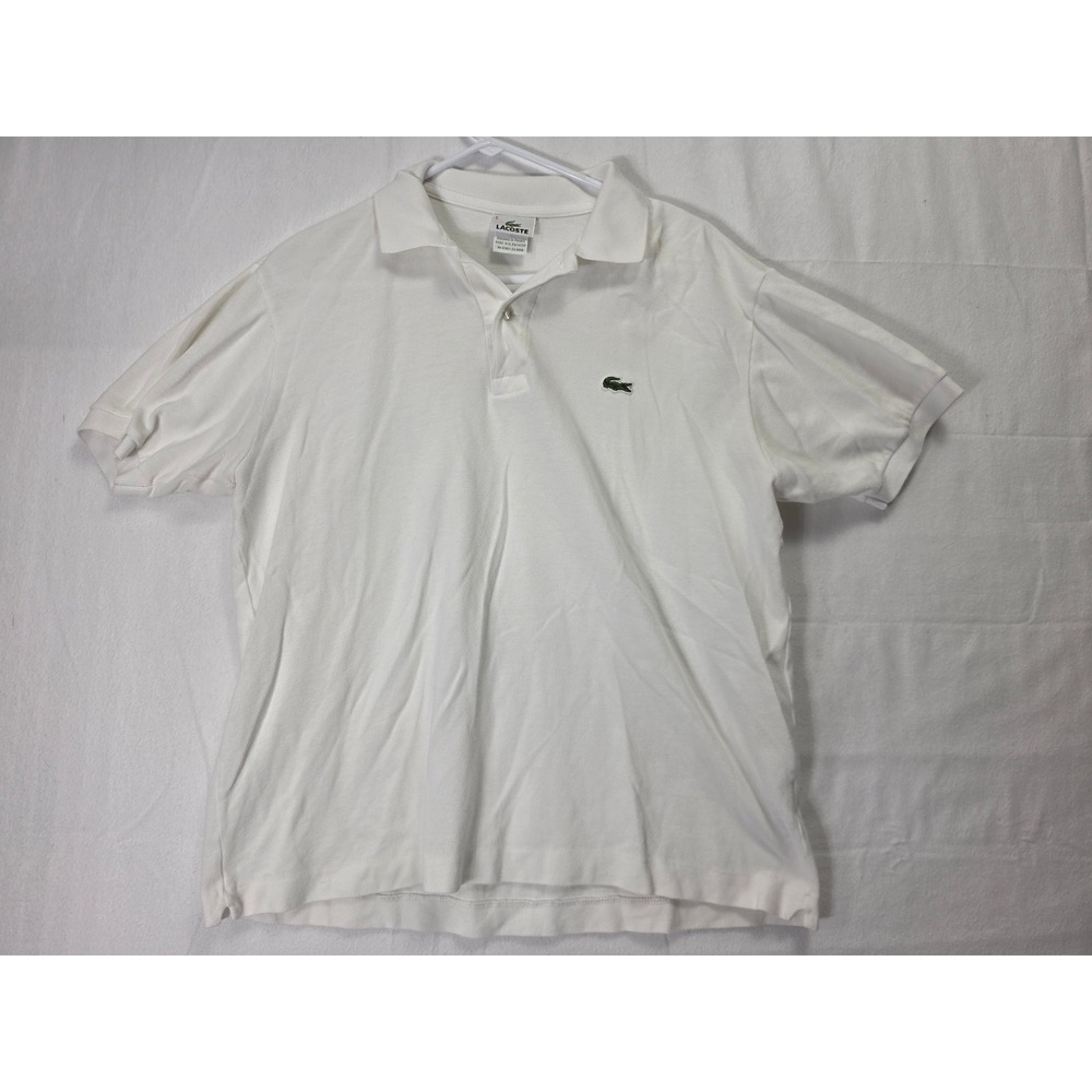 Lacoste Polo Shirt Mens Size 5 Large White Cotton Pique Crocodile Logo FA8966